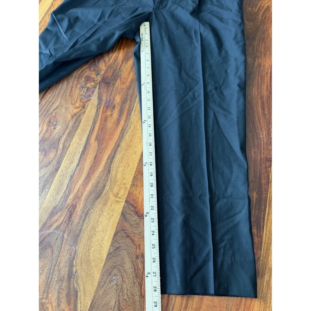 Roberto Zanieri Mens Black 100% Wool Pleated Tuxedo Pants Made in Italy Size 42